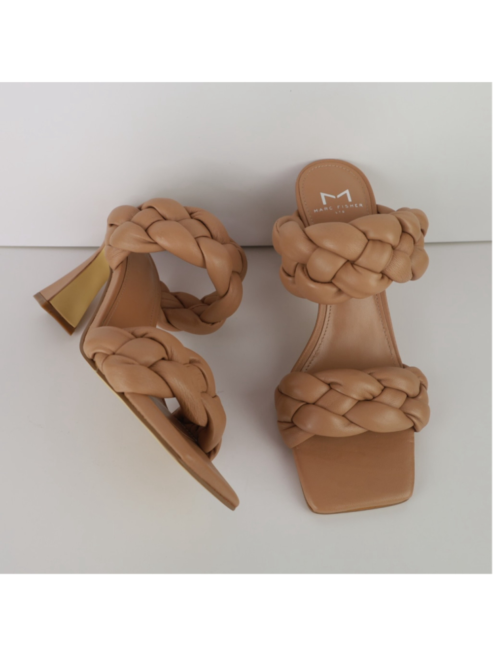 Marc Fisher Women's Hammy Braided High Heel Slide Sandals Natural Size 6- 0380 - Picture 8 of 14